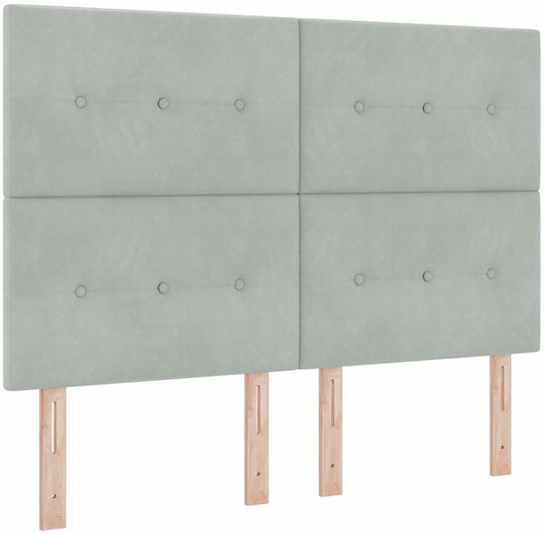 vidaXL Boxspringbett mit Kopfteil Hellgrau 140 x 200 cm Samt 3344945 Bild 6