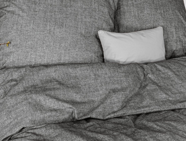 Irisette Mink Flausch Cotton Bettwäsche 200x200 uni Melange grau 8835-12 Bild 2