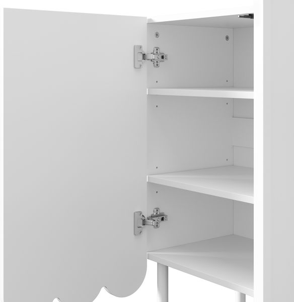 Sideboard weiß 120 x 35 x 80 cm aus MDF mit Wellentüren, grifflos & verstellbaren Böden Bild 9