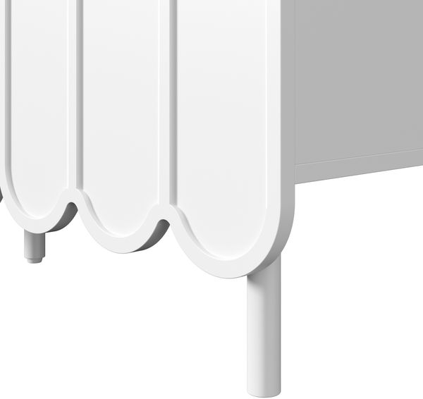 Sideboard weiß 120 x 35 x 80 cm aus MDF mit Wellentüren, grifflos & verstellbaren Böden Bild 10