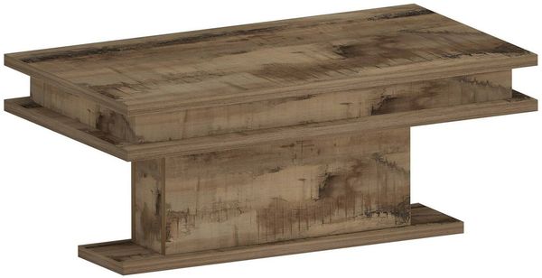 Dmora Couchtisch Iside, Wohnzimmer-Couchtisch, niedriges Aufbewahrungselement, Couchtisch, 100x55x42 cm, Ahorn mit LED-Licht