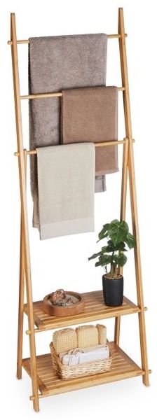 Relaxdays Handtuchständer Bambus 3 Stangen