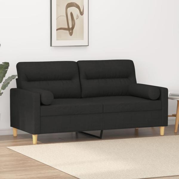 vidaXL 2-Sitzer-Sofa mit Zierkissen Schwarz 140 cm Stoff 3200825