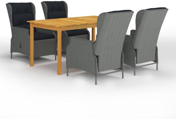 vidaXL 5-tlg. Garten-Essgruppe Hellgrau 3067839