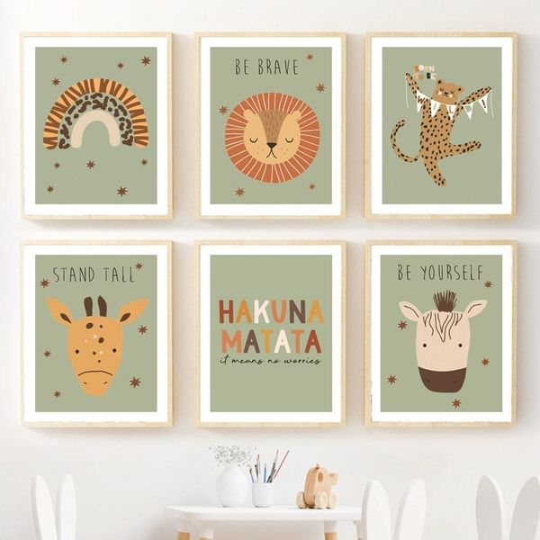 Poster Safari Hakuna Matata Löwe Regenbogen als Deko Print ohne Rahmen - 10 x 15 cm / A