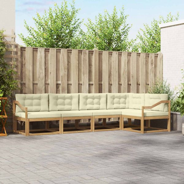 vidaXL Outdoor-Sofagarnitur mit Kissen 4 pcs Weiß und Creme Polyester 3386459
