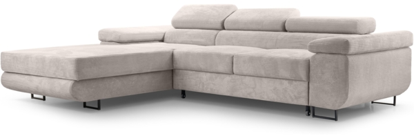 AX LIVING Cord Couch L Form – Arborio L Wohnlandschaft 280 cm Zartweiß Bild 2