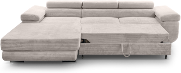 AX LIVING Cord Couch L Form – Arborio L Wohnlandschaft 280 cm Zartweiß Bild 3