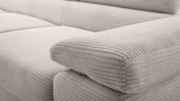 AX LIVING Cord Couch L Form – Arborio L Wohnlandschaft 280 cm Zartweiß Bild 4