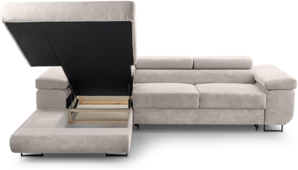 AX LIVING Cord Couch L Form – Arborio L Wohnlandschaft 280 cm Zartweiß Bild 5