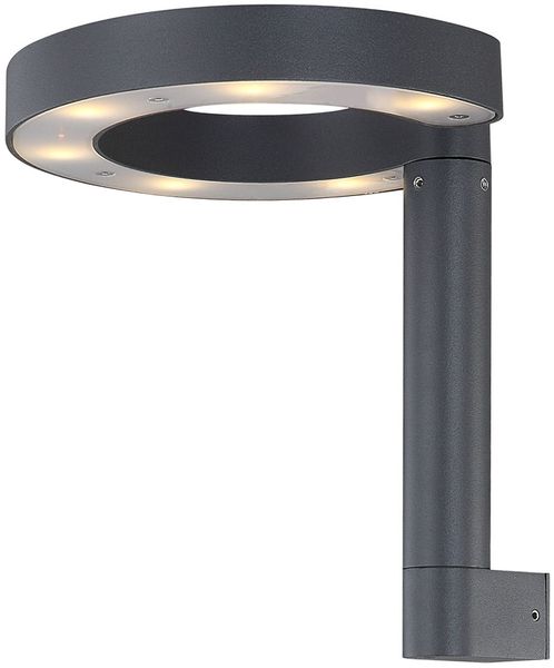 LED Wandleuchte, ALU, grau, satiniert, Ring-Design, H 22 cm