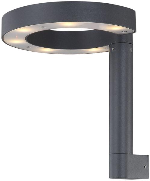 LED Wandleuchte, ALU, grau, satiniert, Ring-Design, H 22 cm