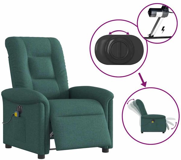 vidaXL Massagesessel Elektrisch Dunkelgrün Stoff 3303250 Bild 9