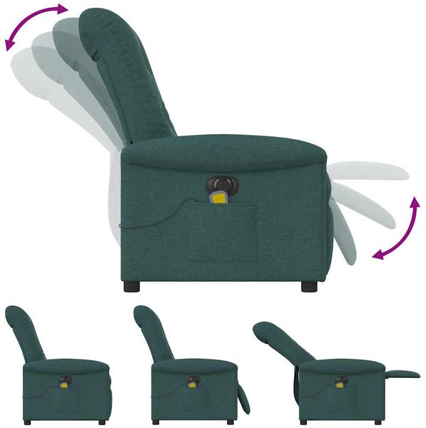 vidaXL Massagesessel Elektrisch Dunkelgrün Stoff 3303250 Bild 8