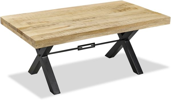 Couchtisch >Dehli< in Mangoholz naturbelassen, schwarz - 110x46x60 (BxHxT)