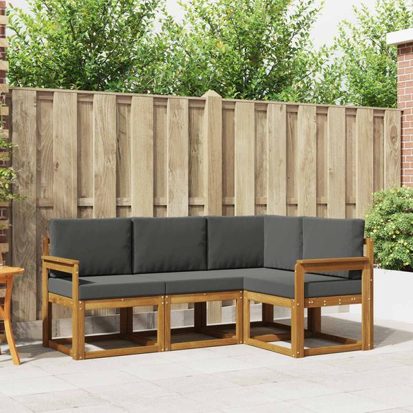 vidaXL Outdoor-Sofagarnitur mit Kissen 4 pcs Natur und Anthrazit 3366315