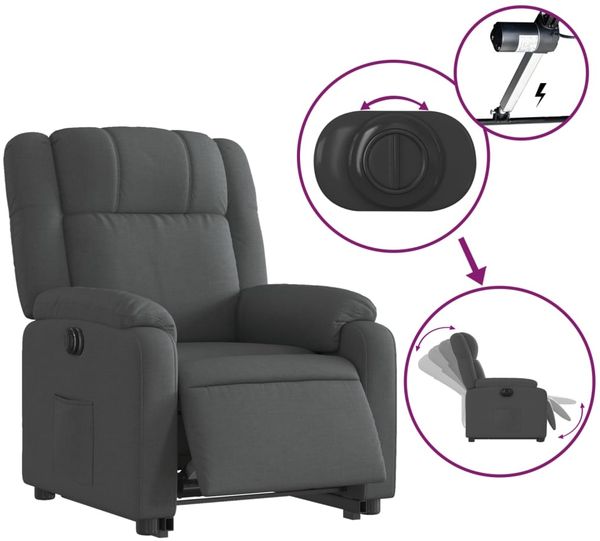 vidaXL Relaxsessel mit Aufstehhilfe Elektrisch Dunkelgrau Stoff 3205227 Bild 6