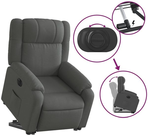 vidaXL Relaxsessel mit Aufstehhilfe Elektrisch Dunkelgrau Stoff 3205227 Bild 11