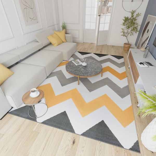Mazovia Designteppich Modern Teppich Kurzflor Wohnzimmerteppich Robust und pflegeleicht GRAU, 80 x 150 cm, Fußbodenheizung, Allergiker geeignet, Farbecht, Pflegeleicht