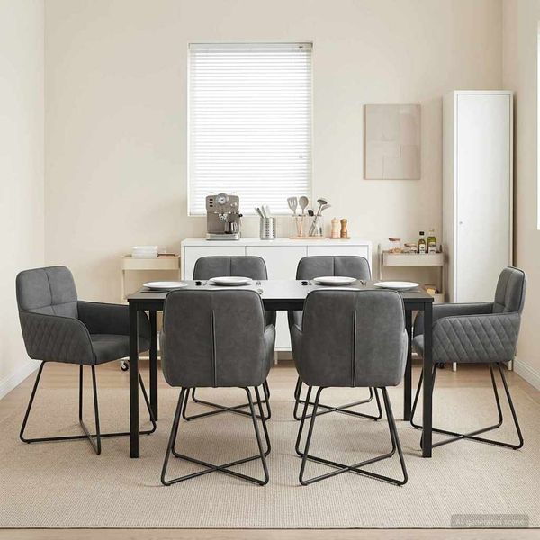 vidaXL Esszimmerstühle 6 pcs Samt (V) Dunkelgrau 59 x 56,5 x 86 cm 3428220