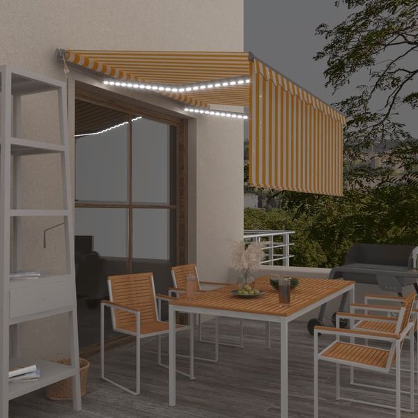 vidaXL Markise Automatisch mit Rollo LED Windsensor 3x2,5m Gelb Weiß 3069393