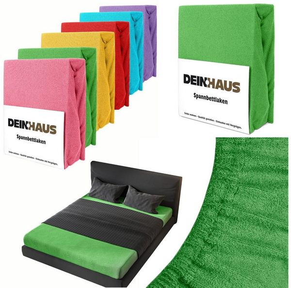 DH DEIN. HAUS Spannbettlaken Frottee SOFT, Baumwolle, Gummizug: rundum, (1 Stück), weich saugfähig atmungsaktiv Rundumgummi formstabil bis 20 cm