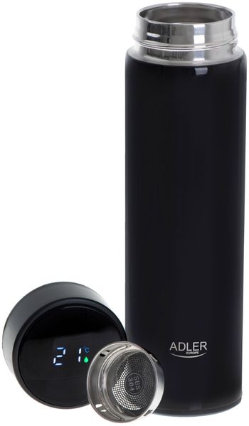 Adler AD 4506 Edelstahl Trinkflasche 473 ml mit Vakuumisolierung und Sensor Schwarz
