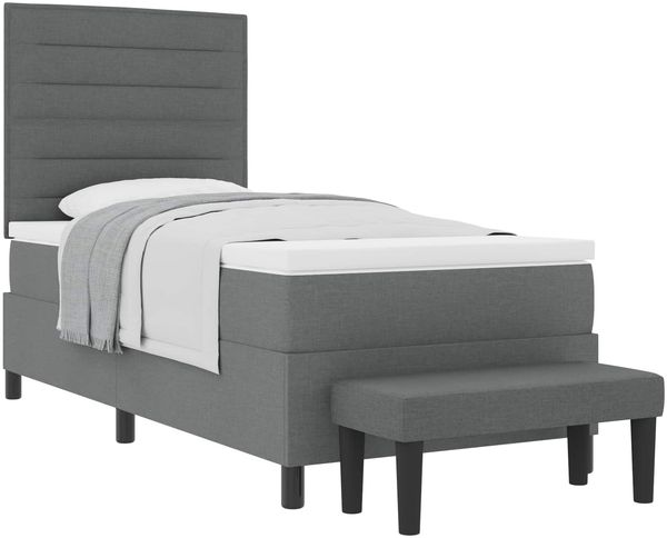 vidaXL Boxspringbett mit Kissen Dunkelgrau 90 x 190 cm Stoff 3343954