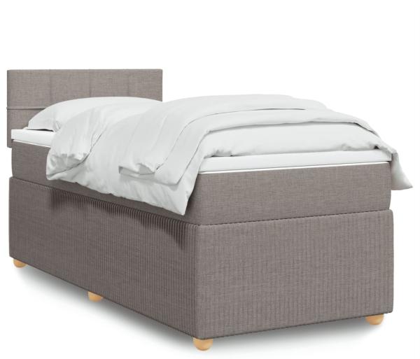 vidaXL Boxspringbett mit Matratze Taupe 100x200 cm Stoff 3289671