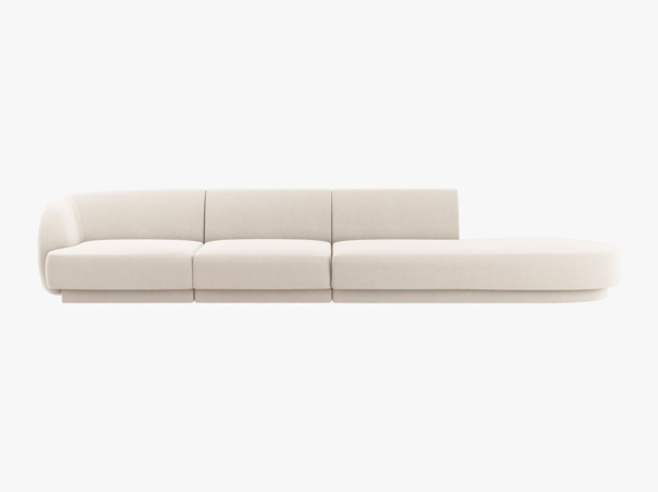 Micadoni Sofa Miley 4-Sitzer Rechts Samt Bluvel Helles Beige