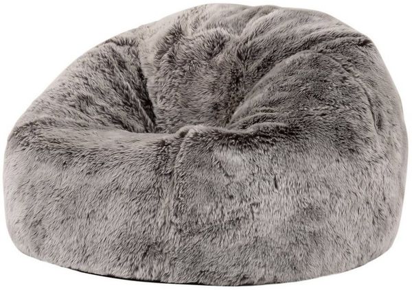 Icon Kingston Sitzsack Kinder, Hellgrau, Flauschiger Kunstpelzstoff, Sitzsack Flauschig mit Füllung, Bequemer Kinder Sessel, Kuschelsessel, Lese Sessel, Schlafzimmer, Kinderzimmer, Spielzimmer