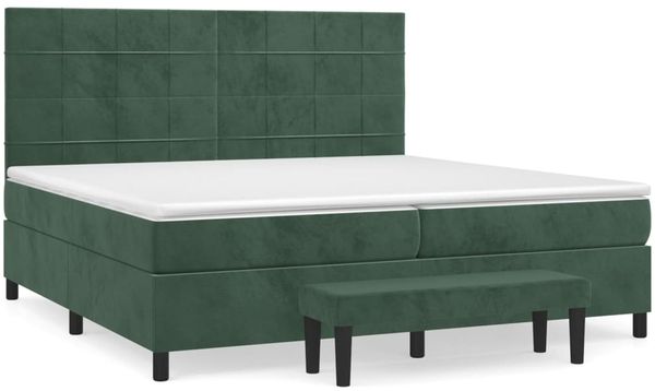 vidaXL Boxspringbett mit Matratze Dunkelgrün 200x200 cm Samt 3137866