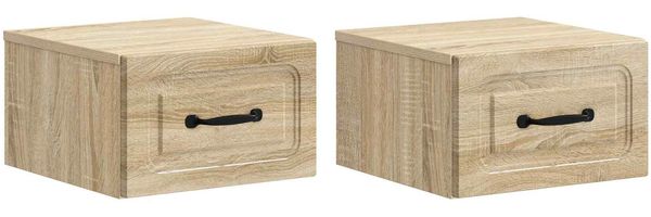 vidaXL Wandmontierter Nachttisch 2 pcs Sonoma-Eiche 34,5 x 33 x 20 cm 899280