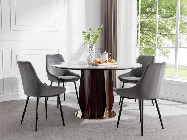 Vente-unique - Stuhl 2er-Set - Samt & Schwarzes Metall - Anthrazit - MASURIE