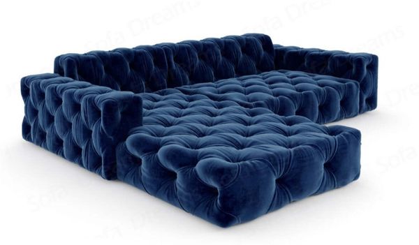 Polster Ecksofa Menorca L-Form Kurz – Komfort - Samtstoff - Dunkelblau - Links