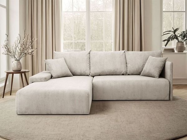 Lookway Ecksofa LAVIO in L-Form mit Schlaffunktion und Bettkasten, 246x188x93 cm