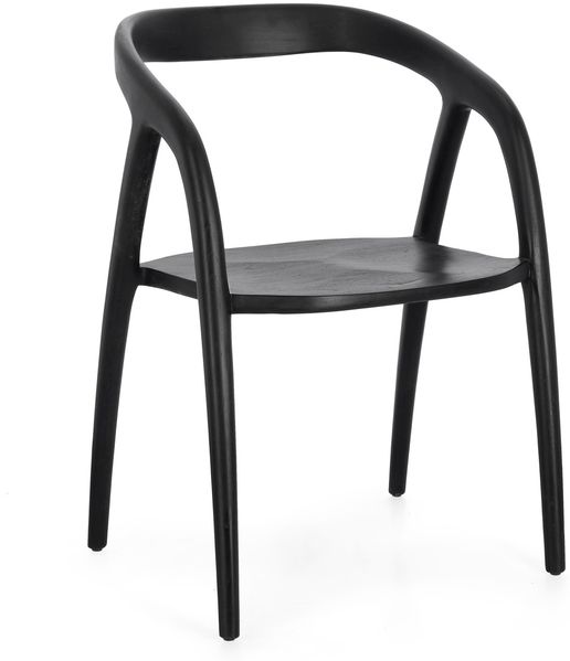Esszimmerstuhl Yotti aus Teakholz, skandinavisches Design, schwarz, lackierte Oberfläche