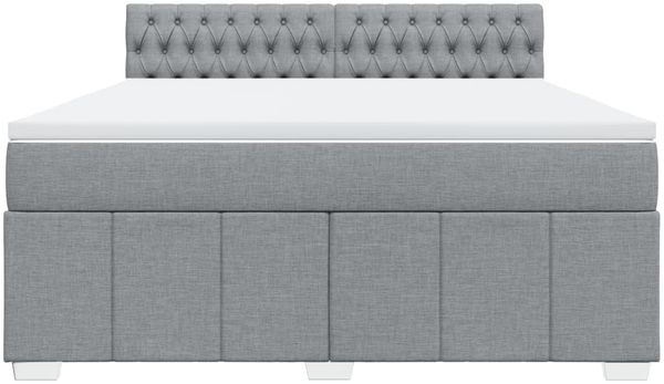 vidaXL Boxspringbett mit Matratze Hellgrau 180x200 cm Stoff 3287154 Bild 4