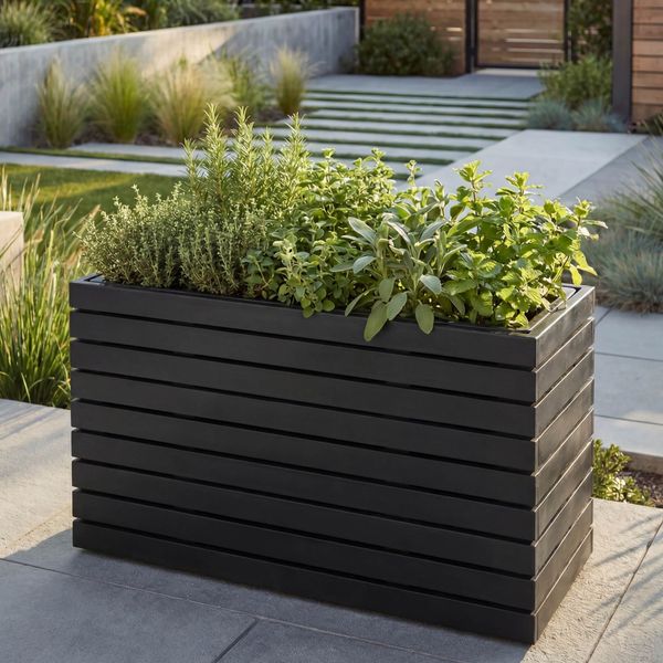 Pflanzkasten HWC-L21, Pflanzkübel Blumentopf Hochbeet, eckig 41x63x23cm Outdoor Akazie Holz FSC®-zertifiziert ~ schwarz