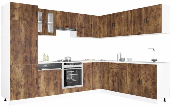 vidaXL 14-tlg. Küchenschrank-Set Porto Räuchereiche Holzwerkstoff 3314996