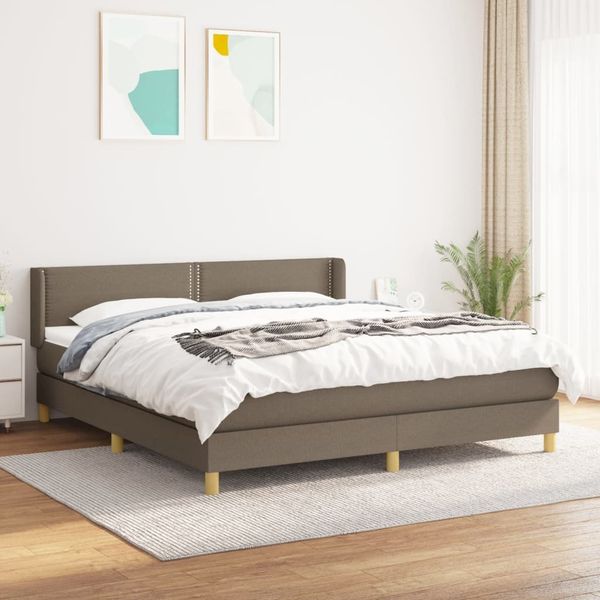 vidaXL Boxspringbett mit Matratze Taupe 180x200 cm Stoff 3130213