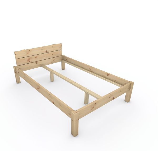 Pfostenbett "metallarm" Zirbe Holzbett "Daybett" 120 x 190cm 38cm Einzelbett