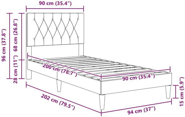 vidaXL Bettrahmen mit Kopfteil Dunkelgrün 90 x 200 cm Samt 42027639 Bild 9