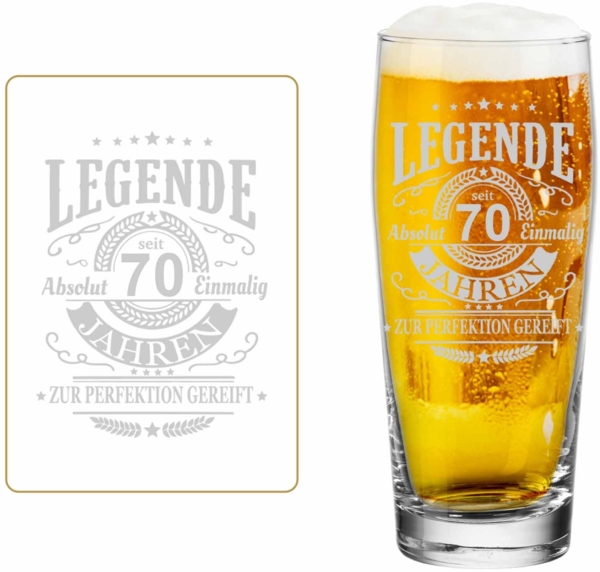 Luxentu Willi Becher Bierglas Helles-Glas 0,5 Liter mit Eichung - Legende seit 70 Jahren