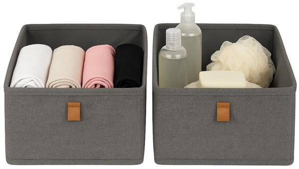 hausleben Organizer Aufbewahrungsboxen 2er Set (2 St), Verstärkte Ordnungsboxen aus Leinen-Polyester