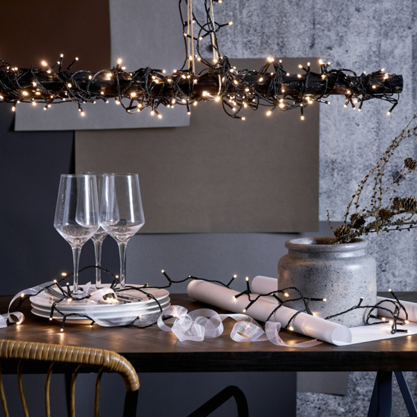 LED Lichterkette - Crispy Ice Serie - 180 neutralweiße LED - L: 12,6m - schwarzes Kabel - für Außen Bild 2