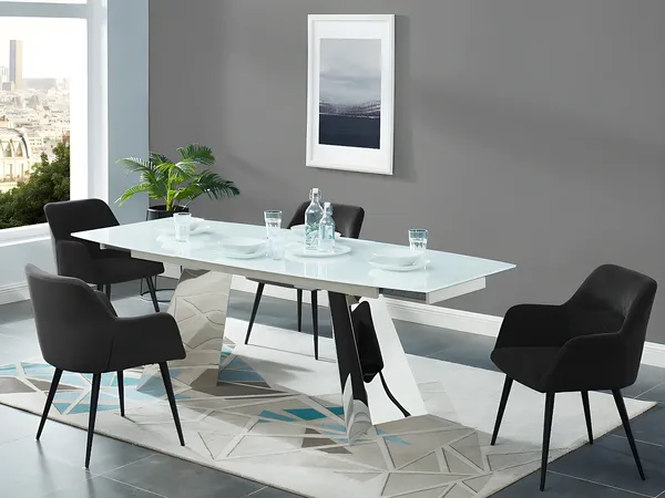 Vente-unique - Stuhl 2er-Set - Stoff & Metall - Schwarz - HEKA