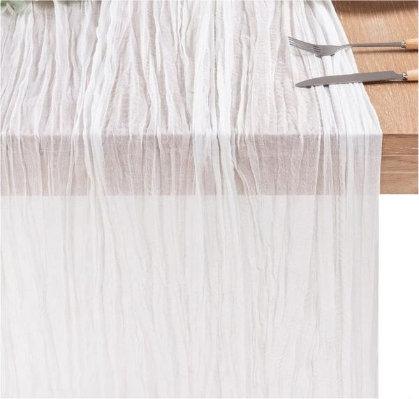 Minicloss Tischläufer Bali-Gaze mit Falten Tischdecke Bohemian Tabelle Flagge (1-tlg), 90 x 300 cm Romantische Tischdecke Dekoration