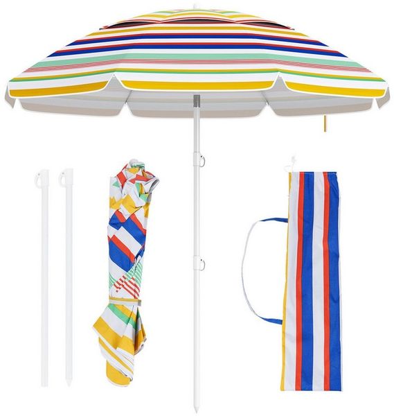 KOMFOTTEU Sonnenschirm, Strandschirm Gartenschirm mit UPF 50+