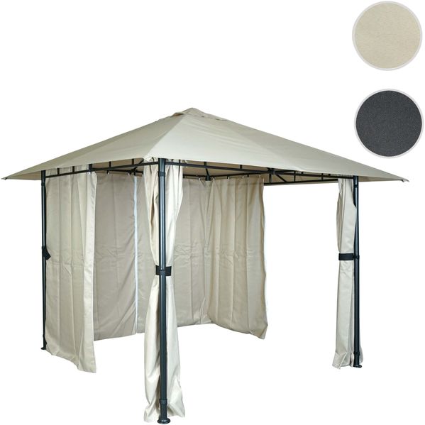Pergola HWC-J63, Garten Pavillon Terrassenüberdachung mit Seitenwand, 3x3m ~ creme-beige Bild 9